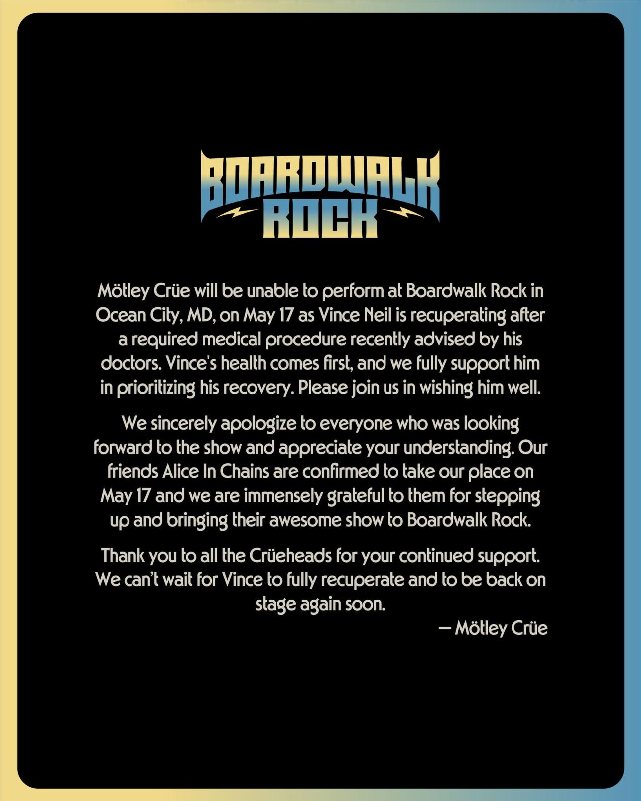 Motley Crue Letter